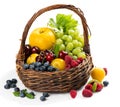 Assortment of fruits and berries in a basket Royalty Free Stock Photo