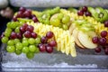 Assortment of fruits on ice. The concept is healthy food, party, buffet, catering. Royalty Free Stock Photo