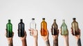 The assortment of glass bottles.AI generated image Royalty Free Stock Photo