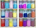 assortment of glass jars on shelves in herbalist shop in marrakesh, morocco, containing herbs and spices for medicinal and