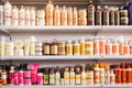 Assortment of haircare products in cosmetic shop of Barcelona