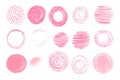 Collection of pink hand-drawn circular elements Royalty Free Stock Photo
