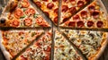 Assortment of Handcrafted Artisan Pizza Slices with Array of Toppings