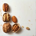 Assortment of Healthy Nuts on a White Textured Surface Royalty Free Stock Photo