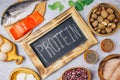 Assortment of healthy protein source and body building food