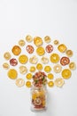 Assortment of Healthy and Tasty Dry Fruits on a White Background Royalty Free Stock Photo