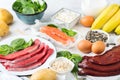 Assortment of healthy vitamin B6, pyridoxine source food Royalty Free Stock Photo