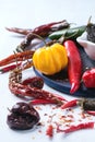 Assortment of hot chili peppers Royalty Free Stock Photo