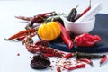 Assortment of hot chili peppers Royalty Free Stock Photo