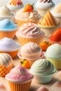 Assortment of ice cream on pastel background Royalty Free Stock Photo