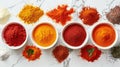 Assortment of indian spices to enhance flavor in diverse cuisine and make food more appetizing