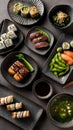 Japanese Traditional assortment of various Sushi rolls in a platter Royalty Free Stock Photo