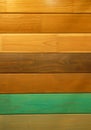 Assortment of laminated flooring samples in hardware store