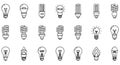 Assortment of light bulb icons representing different types and designs, isolated on transparent background Royalty Free Stock Photo