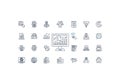 Assortment of 40 line art icons related to technology, data, and digital communication computer screen Royalty Free Stock Photo