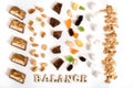 Assortment of magnesium-rich foods on the wooden background