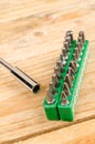Assorted screwdriver insert tips Royalty Free Stock Photo