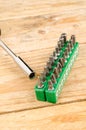 Assorted screwdriver insert tips Royalty Free Stock Photo