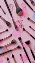 Assortment of makeup brushes with smears of cosmetics Royalty Free Stock Photo
