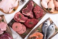 Assortment of meat and seafood Royalty Free Stock Photo