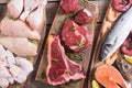 Assortment of meat and seafood Royalty Free Stock Photo