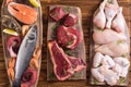 Assortment of meat and seafood Royalty Free Stock Photo