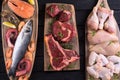 Assortment of meat and seafood Royalty Free Stock Photo