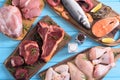 Assortment of meat and seafood Royalty Free Stock Photo