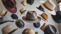 Many Hats Are Floating Against a Plain White Background in a Whimsical Fashion Royalty Free Stock Photo