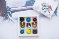 Assortment of multi-colored exquisite chocolates, candy chocolate