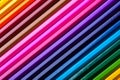 Assortment of multicolored crayons, macro view