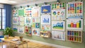 Assortment of New Educational Posters and Charts - Classroom Decor Royalty Free Stock Photo