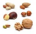 Assortment nuts on white background