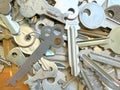 assortment of old metal keys lying in a jumble Royalty Free Stock Photo