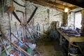 Assortment of old tools in an outbuilding