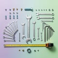 An assortment of open ended wrenches and hex keys arranged in size Royalty Free Stock Photo