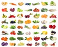 Assortment of organic fresh fruits and vegetables on white background Royalty Free Stock Photo