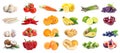 Assortment of organic fresh fruits and vegetables on white background. Banner design Royalty Free Stock Photo