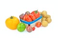 Assortment organic vegetable colorful tomatoes and potatoes isolated Royalty Free Stock Photo