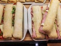 Assortment of paninis / sandwiches ready for cooking Royalty Free Stock Photo