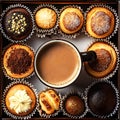 Assortment of pastries and hot beverage Royalty Free Stock Photo