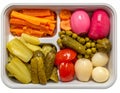 Assortment of Pickled Vegetables in a Plastic Tray Royalty Free Stock Photo
