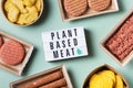 Variety of plant based meat, food to reduce carbon footprint