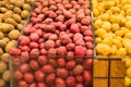 Assortment of potatoes in grocery store Royalty Free Stock Photo