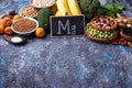 Assortment of food containing magnesium Royalty Free Stock Photo