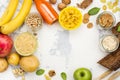 Assortment of products rich of carbohydrates Royalty Free Stock Photo