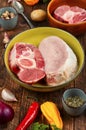 Assortment of raw meat and vegetables Royalty Free Stock Photo