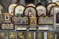 Assortment of religious Orthodox icons as a gift. Moscow. 12.10.2018