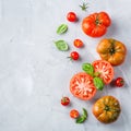 Assortment of ripe organic farmer red tomatoes on a table Royalty Free Stock Photo