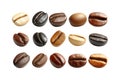 Assortment of Roasted Coffee Beans on White Background Royalty Free Stock Photo
